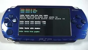A PSP running a homebrew app