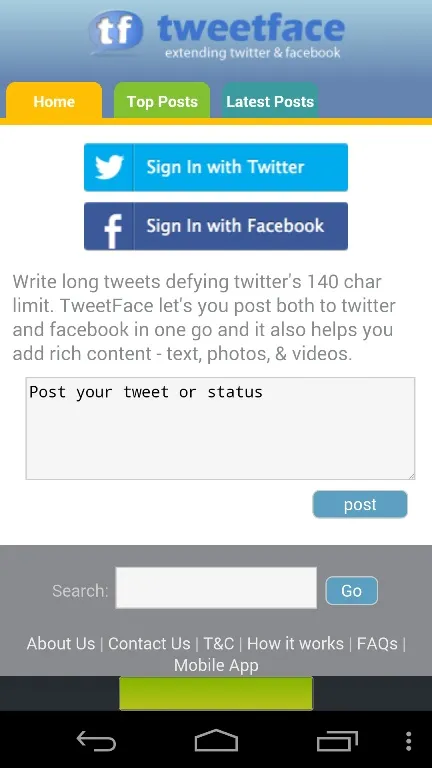 Tweetface interface