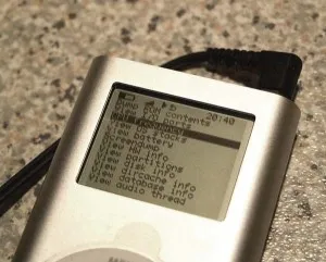 An iPod mini running RockBox