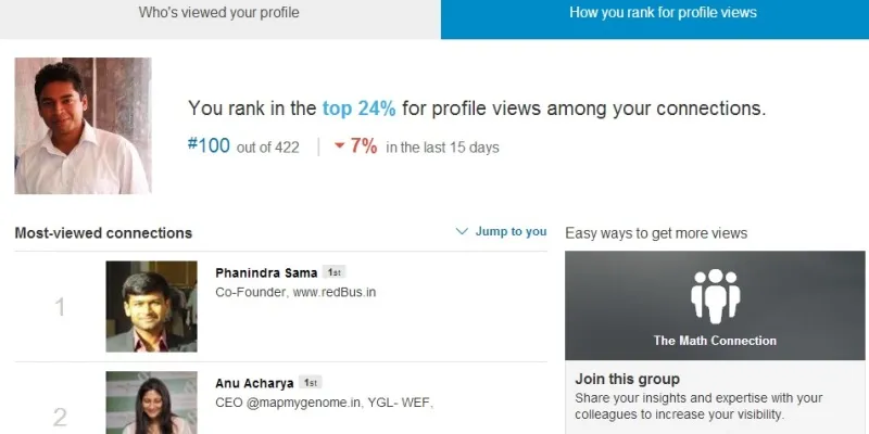 A screenshot of my LinkedIn profile