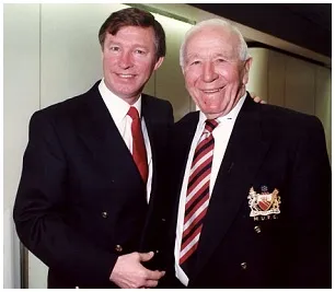 Two of United's greatest managers - Alex Ferguson with Matt Busby