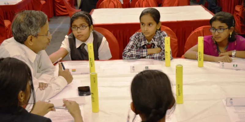 Children at the competition representing various countries