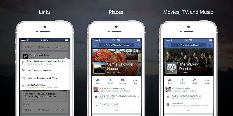 Now, Facebook lets you save items to check out later