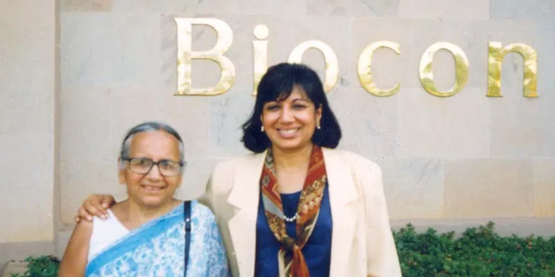Kiran Mazumdar Shaw with her mother