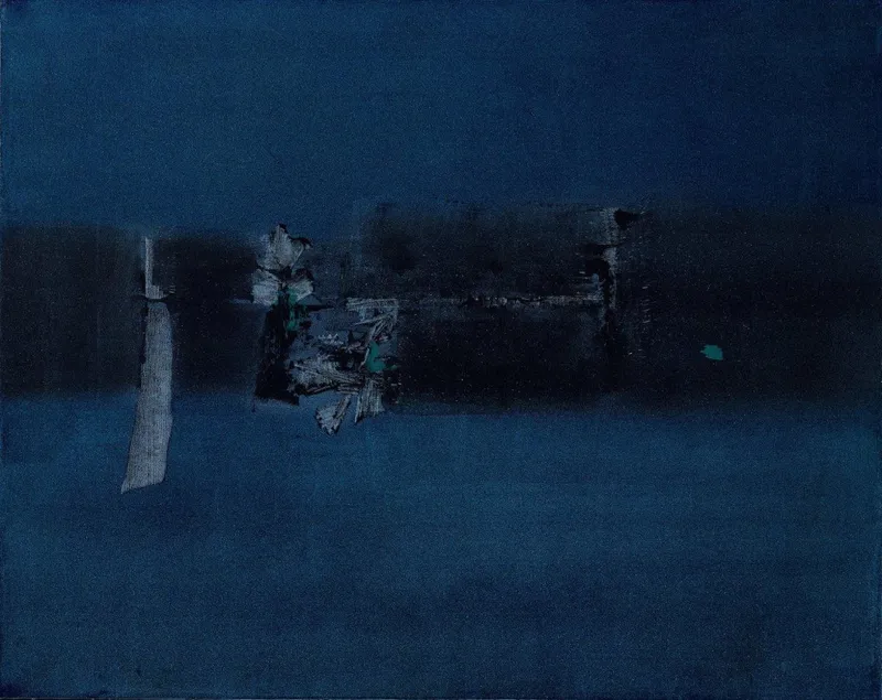 V. S. Gaitonde, Blue Abstract, Oil on canvas