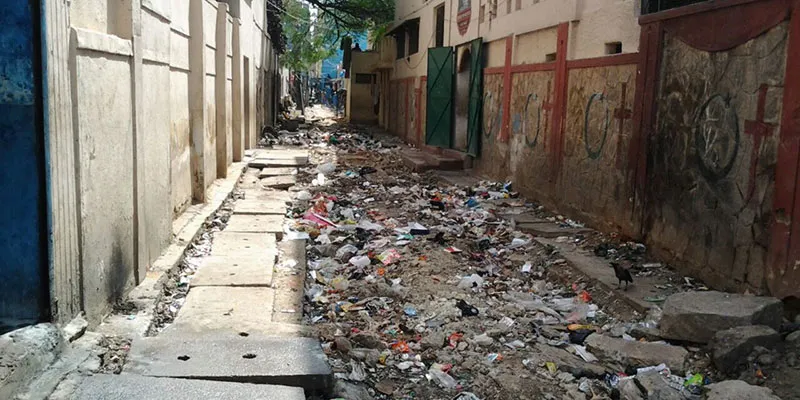 Lane next to Shantiniketan School, Viveknagar before the campaign