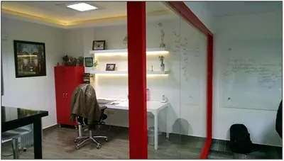 A glass partition