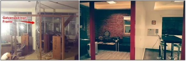 Before-after gypsum wall