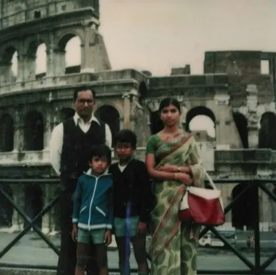 Shamik with parents & younger brother in Rome