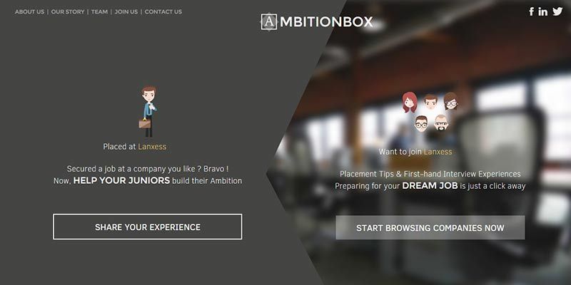 AmbitionBox gives students an insight into interview processes; helps them chose a career