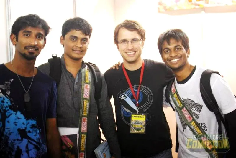 Cyanide and Happiness cartoonist Rob Denbleyker with Fans at Bangalore Comic Con 2014