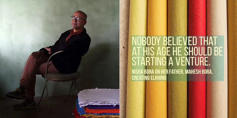 Mahesh Bora, retired Mining Engineer and conservation activist, started Elrhino after Rajasthan's dung papermaking inspired him to do follow suit in Assam