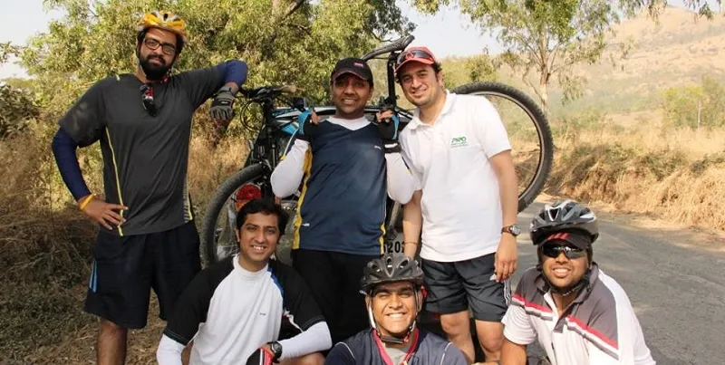 Soham(standing, extreme left) and a group of riders