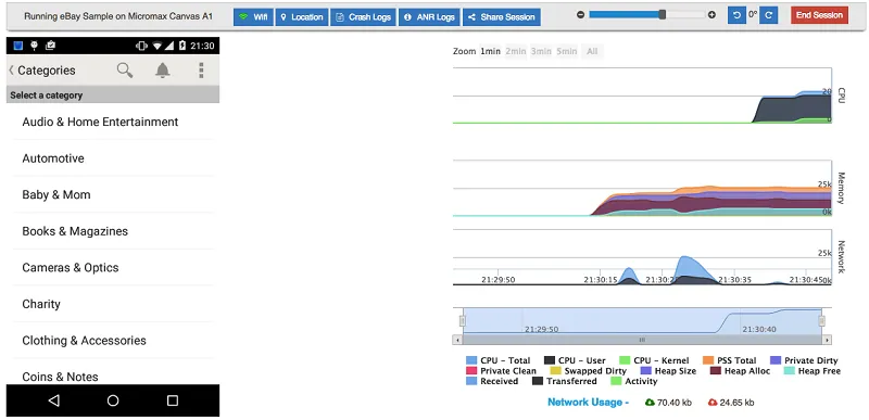 Snapshot of RobusTest's user interface