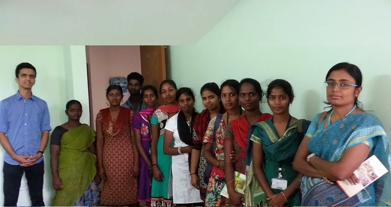 Anant with Bharathiar University Masters in Women's Studies Majors who came to see Thuni Seed's work in partnership with CORD