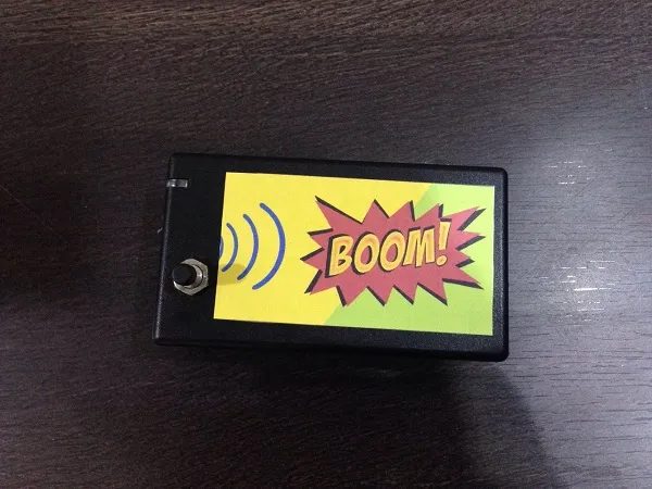 Ecracker, a device used to ignite fireworks using a smartphone. "This device is patented by me," says Ashish.