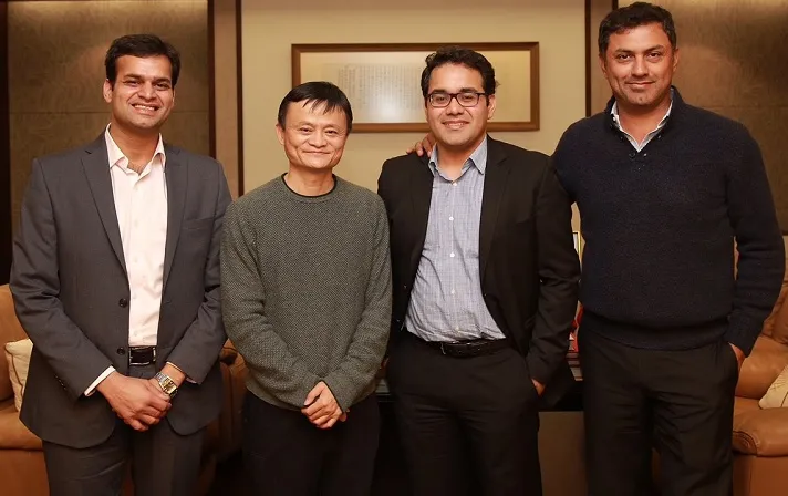(From L to R) Rohit Bansal, Jack Ma, Kunal Bahl & Nikesh Arora