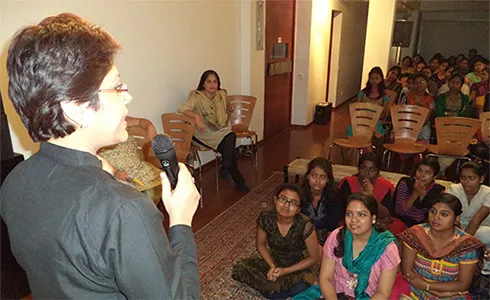 A trainer at Udayan Shalini delivering a lecture to children