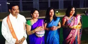 Jyothi with her daughters and husband.