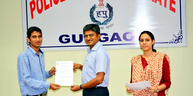 Anand Prakash(Left) With Commissioner of Police (Centre), Gurgaon 