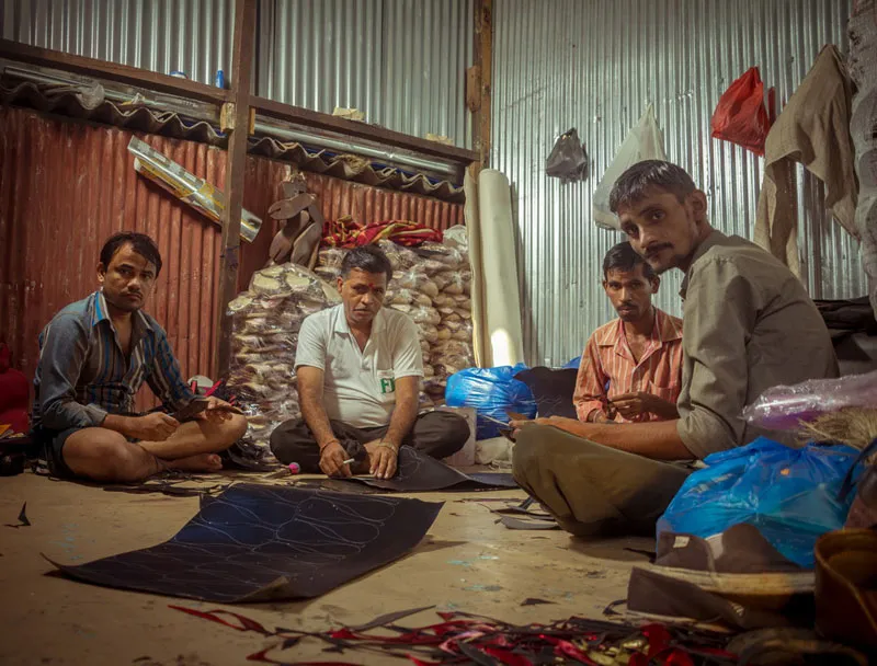 Cobblers handcrafting Paaduks shoes at a workshop in slums of Chembur. Picture by Rohan Potdar