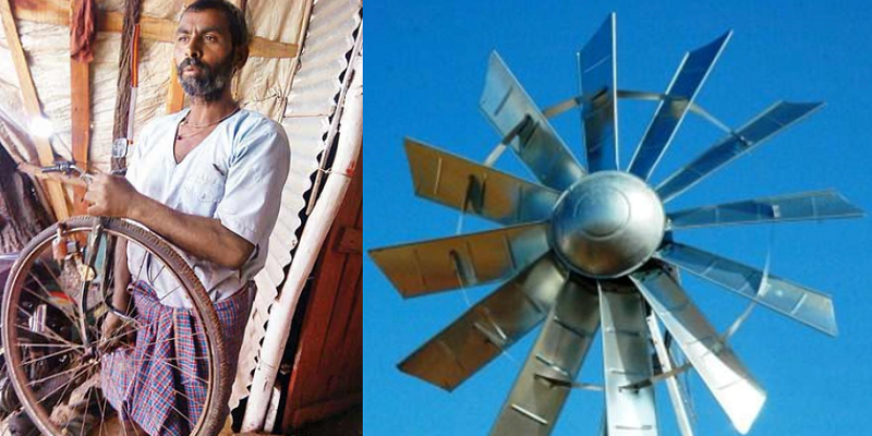 This illiterate farmer has built a windmill from waste materials to fight power shortage