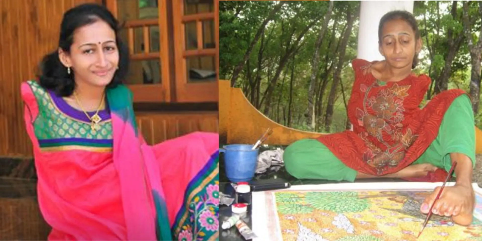 Born with no arms, Swapna Augustine is an acclaimed painter from Kerala