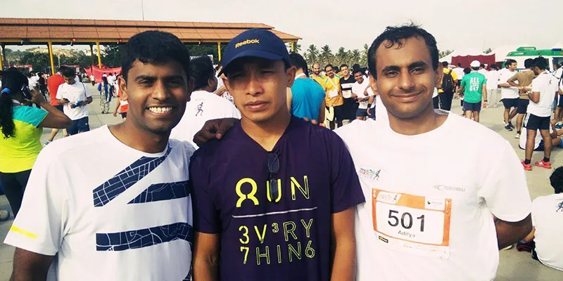 Benguluru 10K Challenge, L to R - Sujith Kumar (Trainer), Jagmohan Singh Bisht (Ultramarathoner and Trainer), Aditya Bhushan Dwivedi