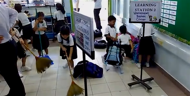 In Singapore, school children to clean classrooms and school premises