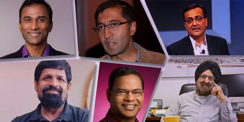 Clockwise from top-left: Shiva Ayyadurai, Krishna Bharat, Ajay Bhatt, Dr. Narinder Singh Kapany, Amit Singhal, Arun Netravali