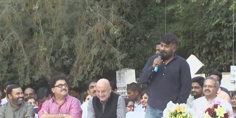 Director Vivek Agnihotri and cast of Buddha in a Traffic Jam at a Press Conference