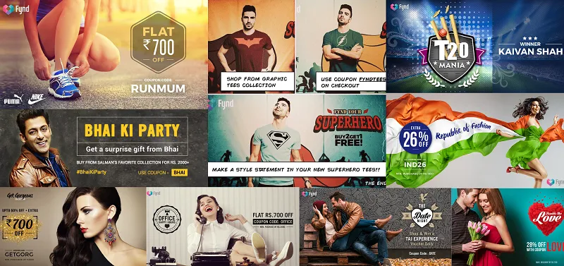 Collage of all the promotions run by Fynd