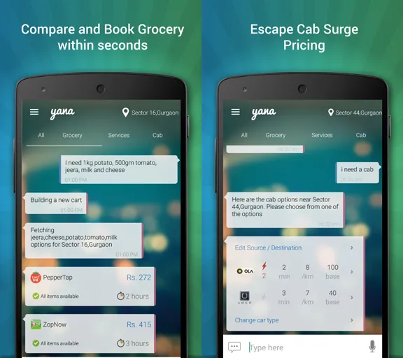 The UI of YANA helping consumers compare prices