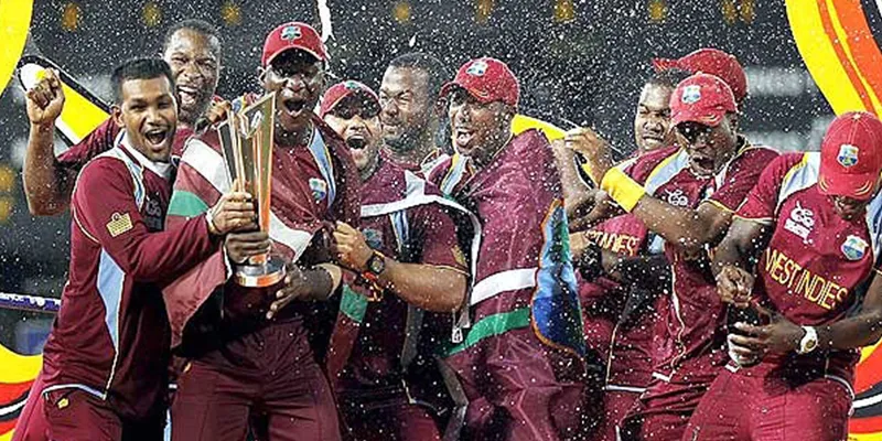 The victorious West Indies cricket team, winners of the 2016 T-20 World Cup.