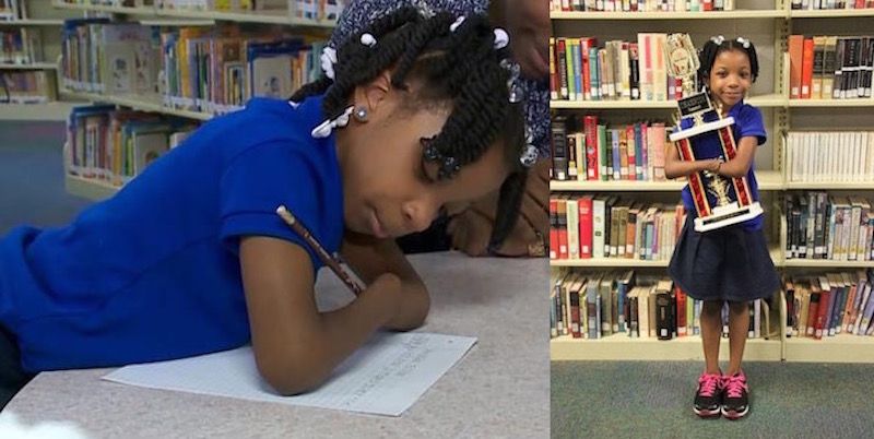 7-year-old Anaya has no hands but has won a handwriting competition