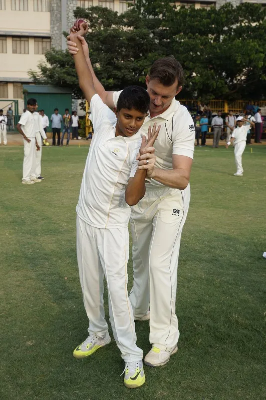 Prateek Prasanna with Brett Lee