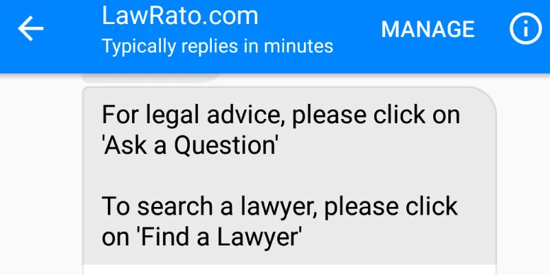 LawBot - legal advice Facebook Messenger chatbot