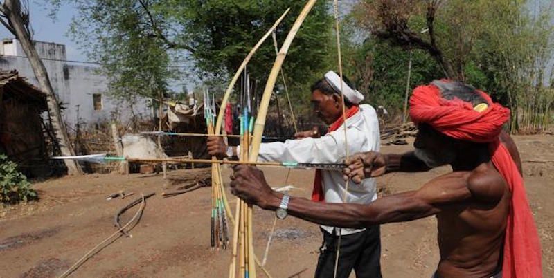 These tribal archers do not use their thumb as a mark of respect to Eklavya