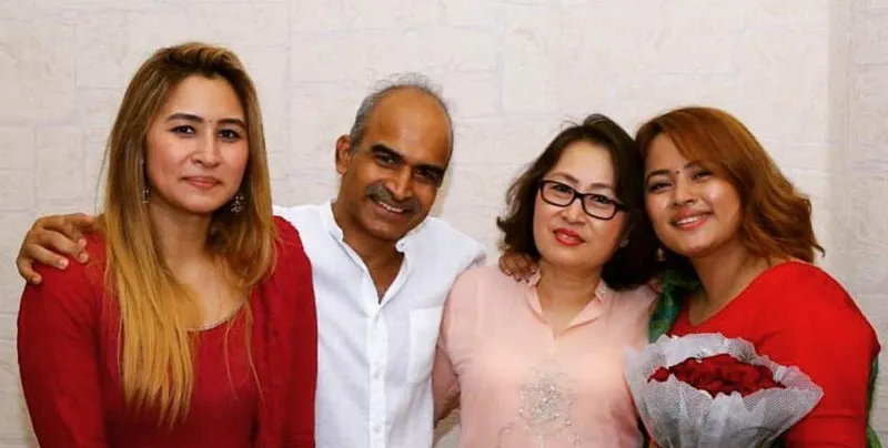Jwala Gutta (extreme left) with her family
