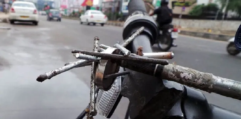 The magnet he used to collect the nails during the initial days