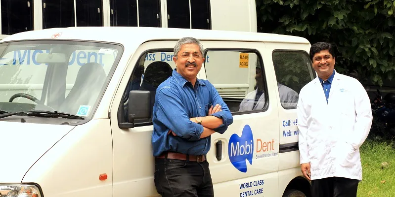 Founders of MobiDent: Vivek Madappa (L) Dr. Devaiah Mapangada