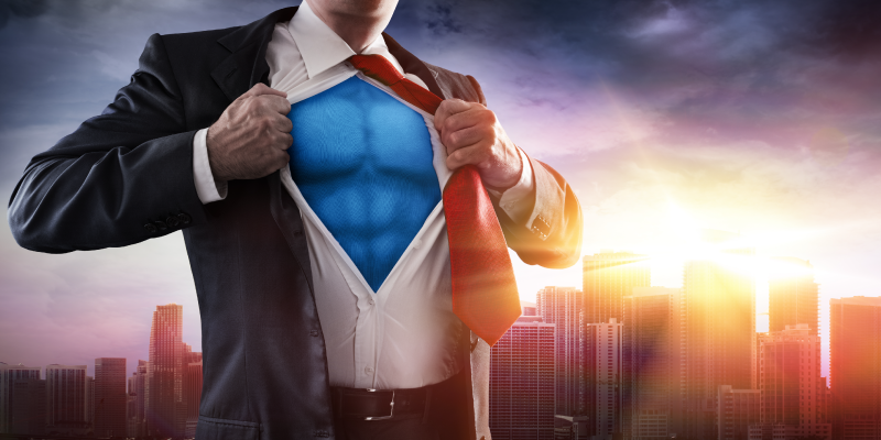 The businessman in superheroes and supervillians