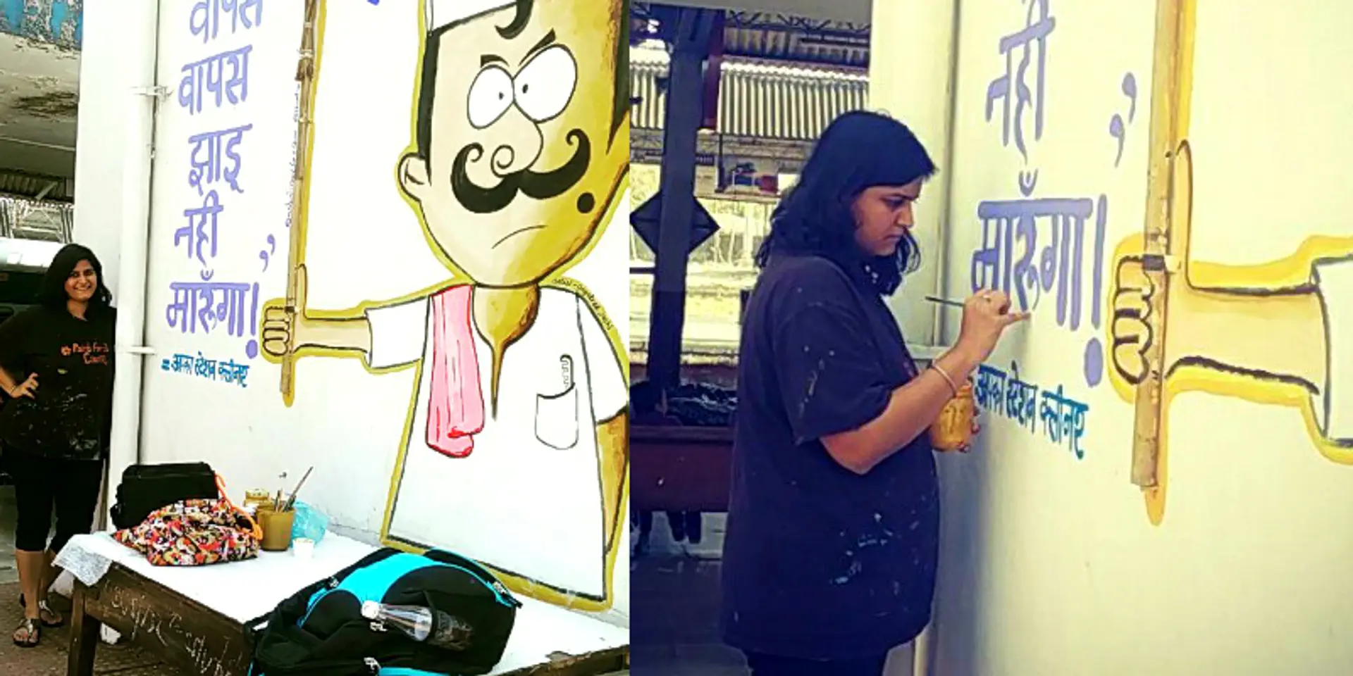 Who is Jaduman and why is this girl painting him at railways stations across India?