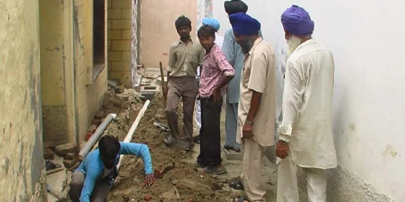 Sewerage work at a project village