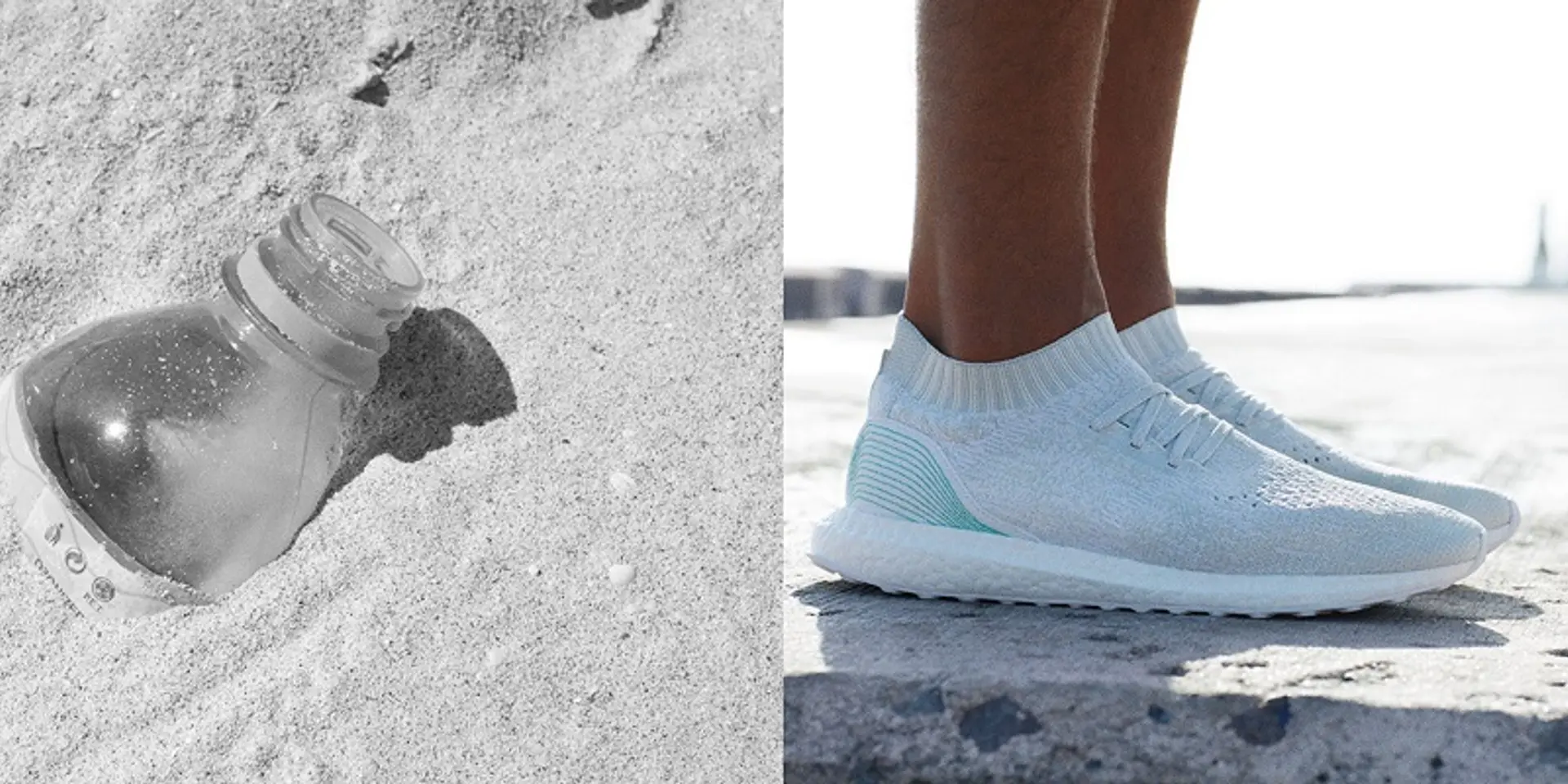 These branded shoes are made from plastic waste collected from the Indian Ocean