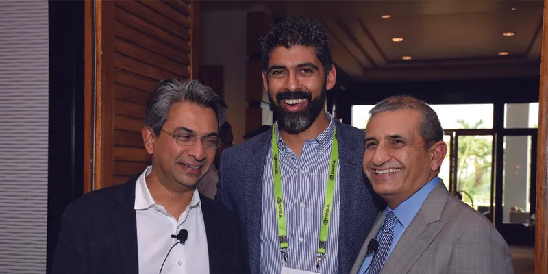 (L to R) Rajan Anandan, Arjun Pratap, CEO, Edge Networks, and Vishal Dhupar