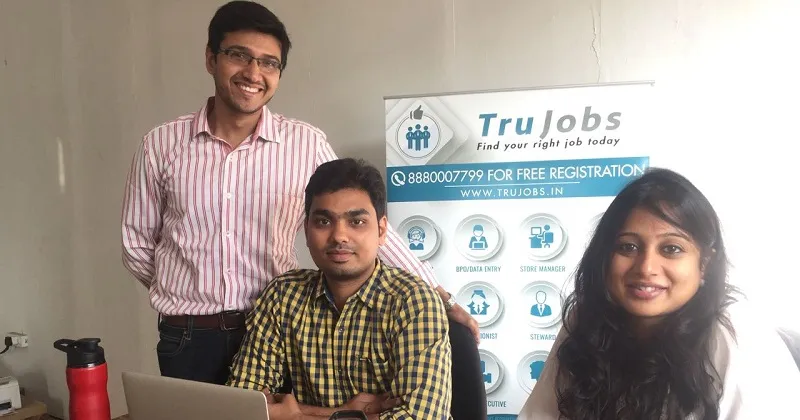 TruJobs founders Avishek Ray, Sandeep C, Archana S