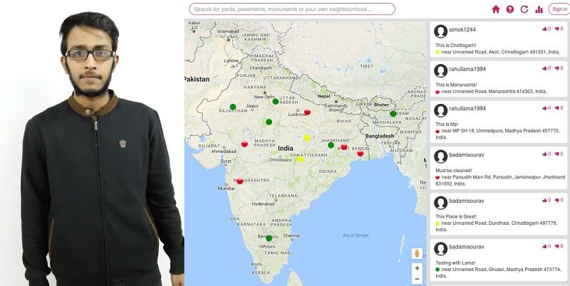 This 20-year-old student has built an application that tells you how clean your locality is