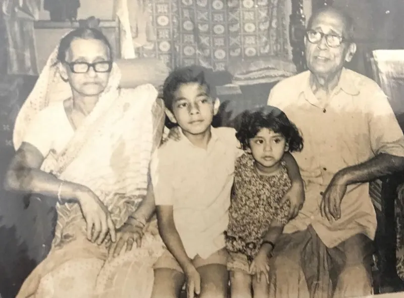 Sandipan with his grandparents