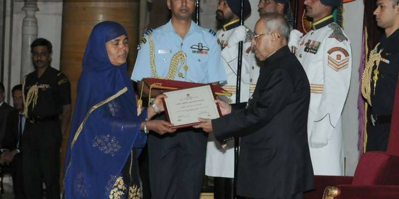 Asia's first lady locomotive driver Mumtaz M Kazi receives 'Nari Shakti' award from President
